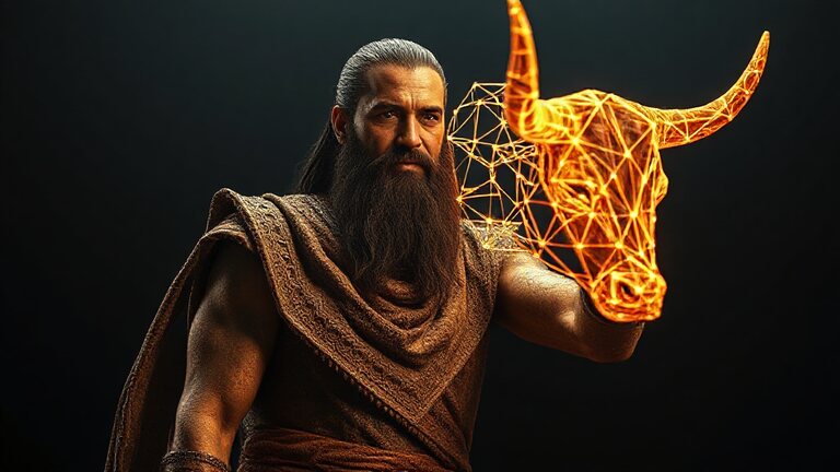 GilgaMESH — the hero built of glowing wireframe