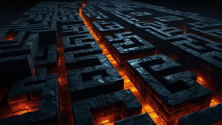 Labyrinth — a vast maze whose passages glow with toolpath light