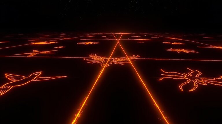 Nazca — a giant hummingbird geoglyph drawn in one glowing toolpath line across a night desert
