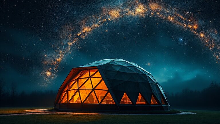 Ouranos — a constellation sky arched over a glowing geodesic dome